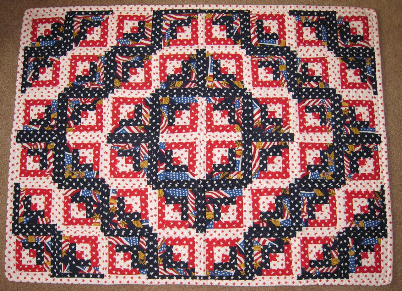 Log Cabin Patriotic Quilt