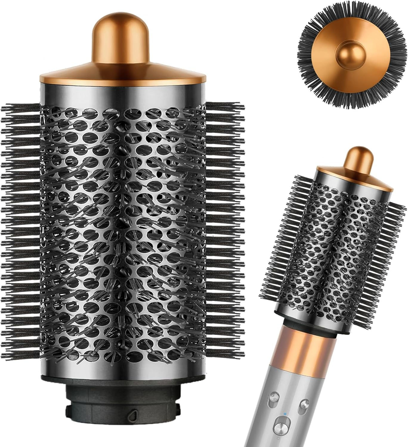 Large Round Volumizing Brush for Dyson Airwrap Attachments, Nickel/Copper, Bigge