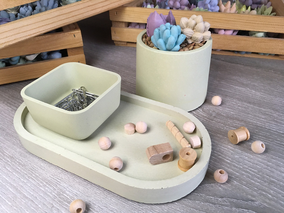 Thumbnail: copy of Concrete Cactus Garden + Large and Small Concrete Vessels + Concrete Tra