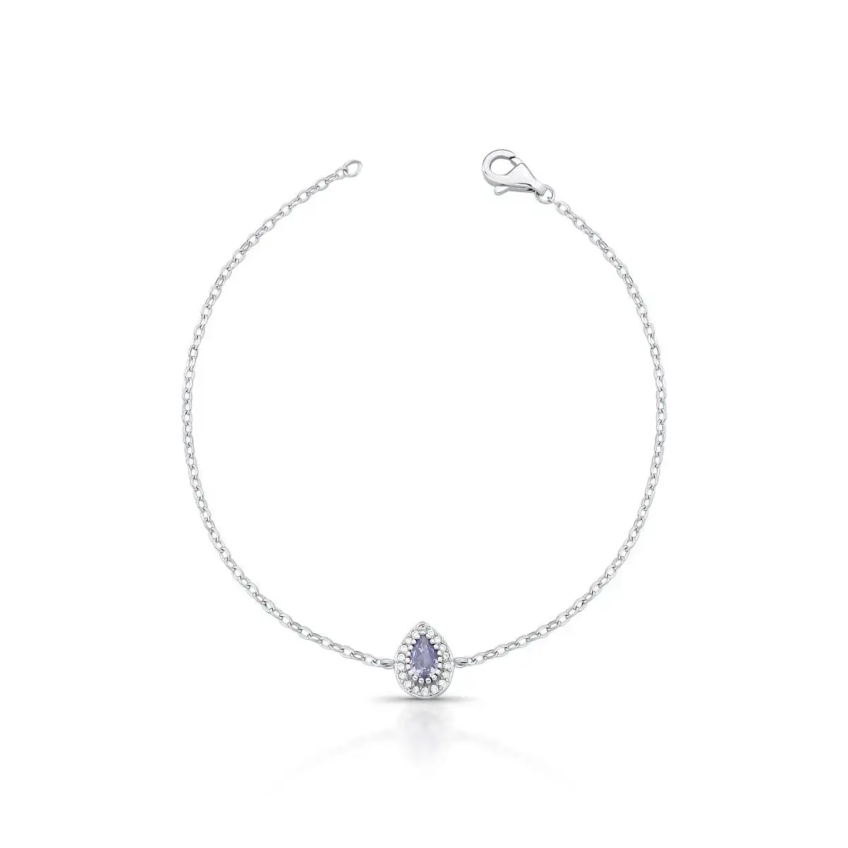 Pulseira com Cristal de gota tanzanita cravejada em Prata 925