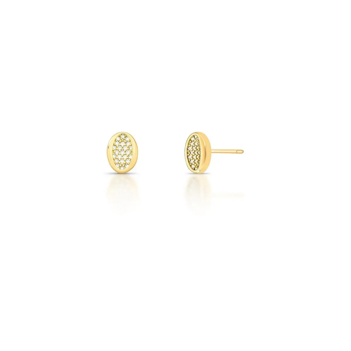 Brinco oval cravejado com banho de Ouro