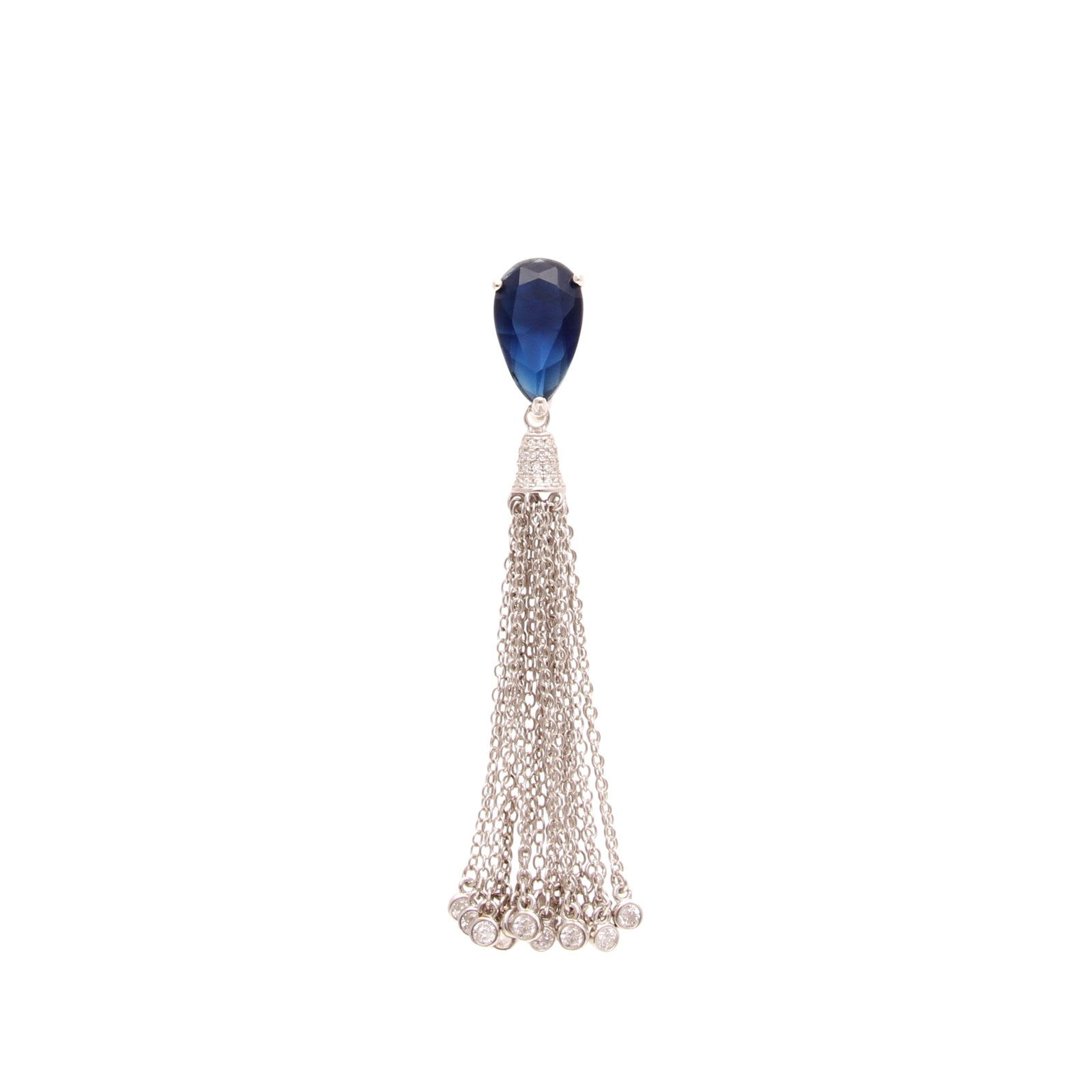 Pingente em Prata 925 Véria Cristal Safira Zirconia com chuveirinho