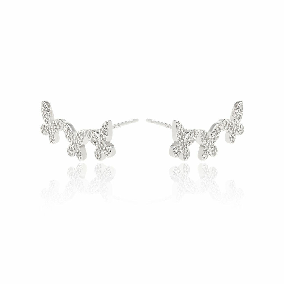 Miniatura: Brinco earcuff borboletas em prata 925 e zirconias brancas