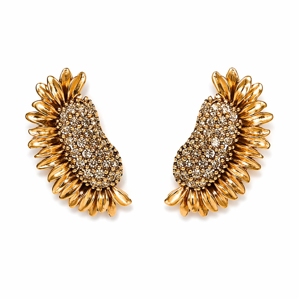 Brinco Girassol Pétalas Banhado a Ouro 24K | Morena Canela