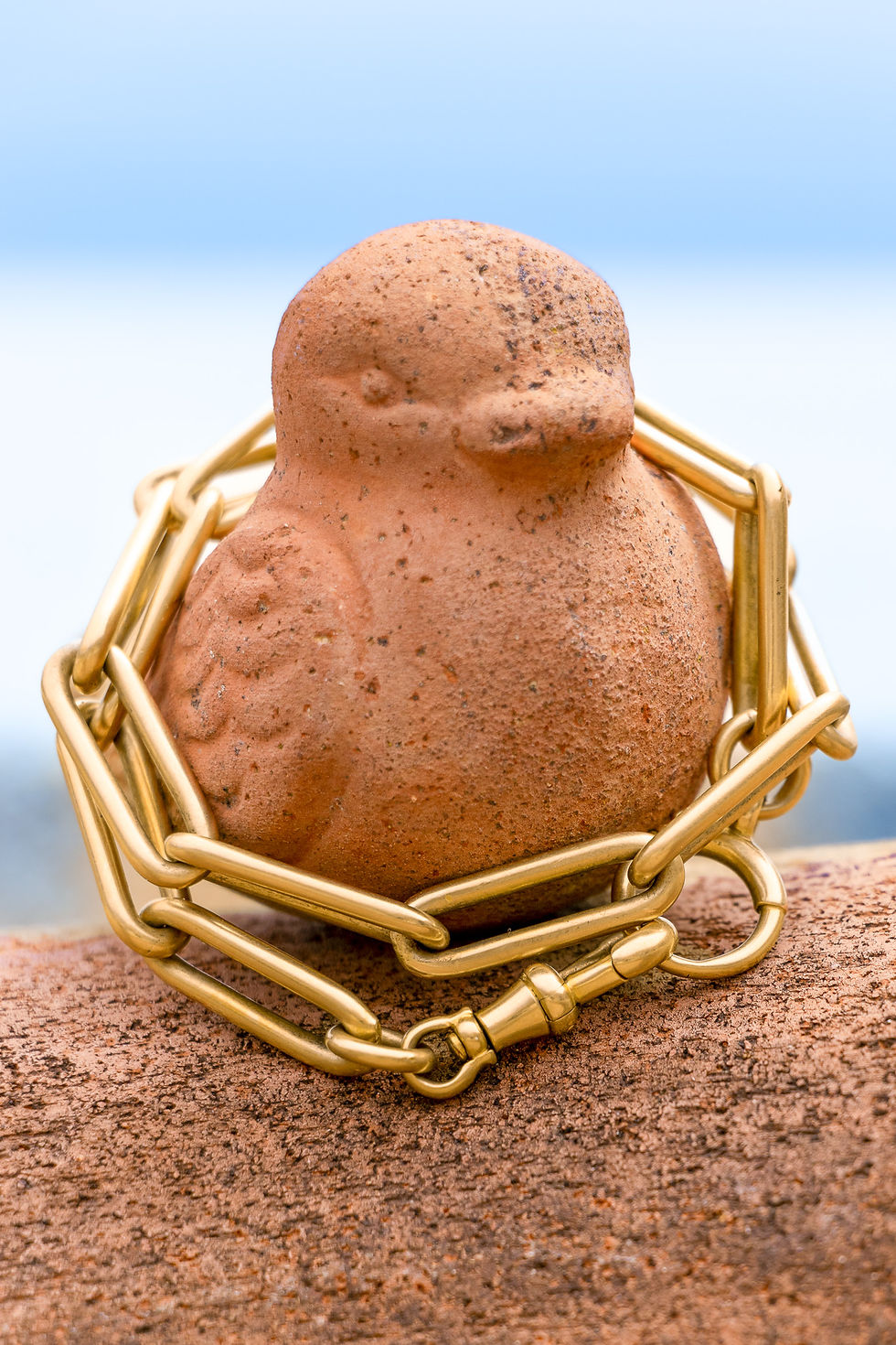 Miniatura: Antique 15ct Gold Trombone Chain With 15Ct Tag, Dog Clip And Bolt Ring