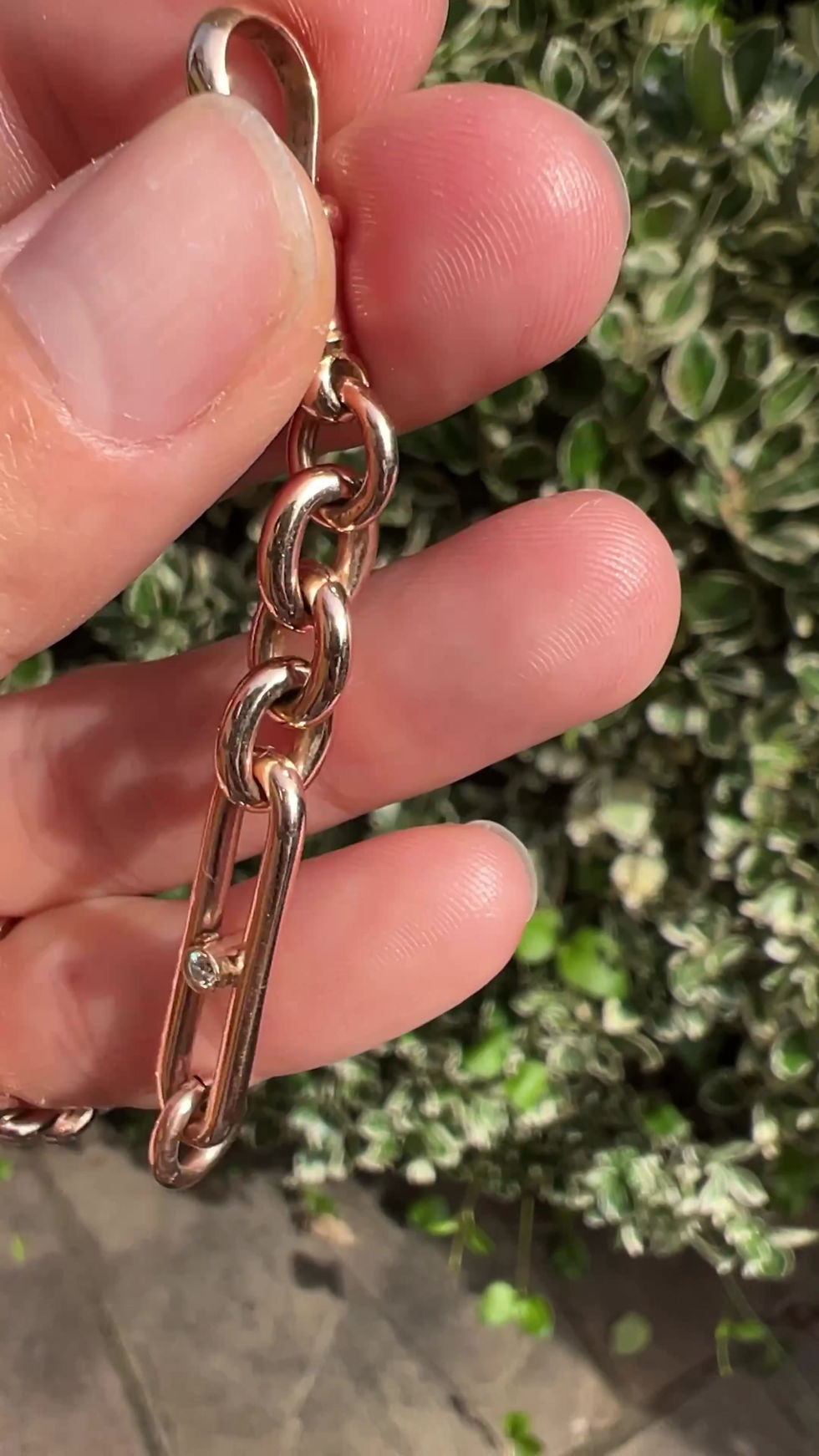 Miniatura: Chunky Antique 9ct Gold Trombone Chain Extender With Two Antique Diamonds