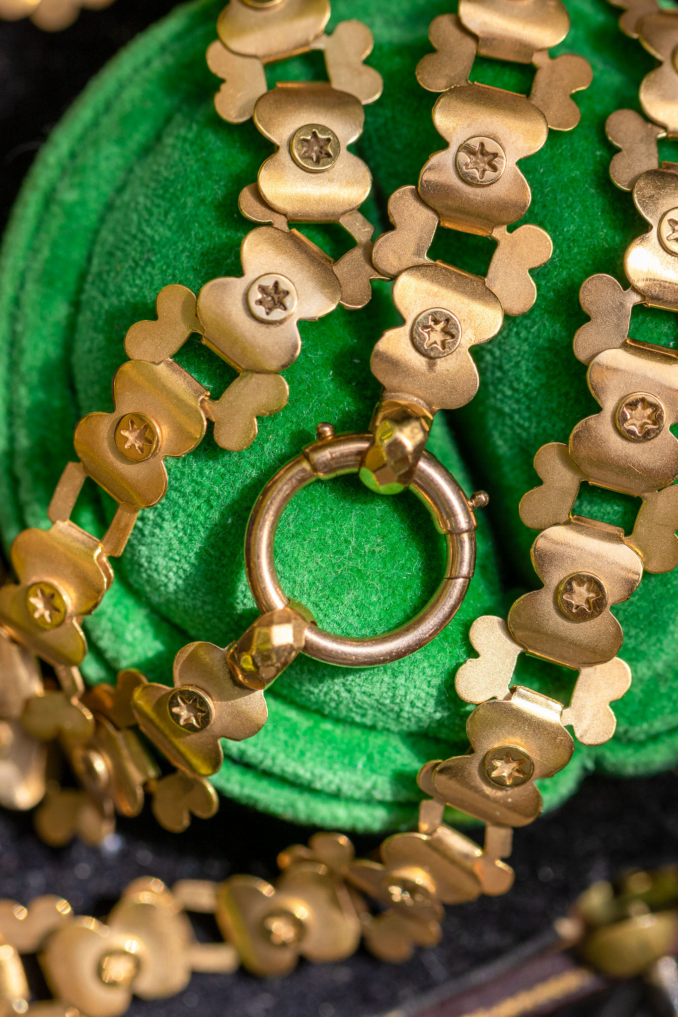 Antique Gold Star Link Book Chain Collar With Removable Charm Holder Clasp