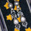 Miniatura: Full view of Georgian convertible diamond earrings with rose cut diamonds in 18ct gold and silver, displayed on black velvet