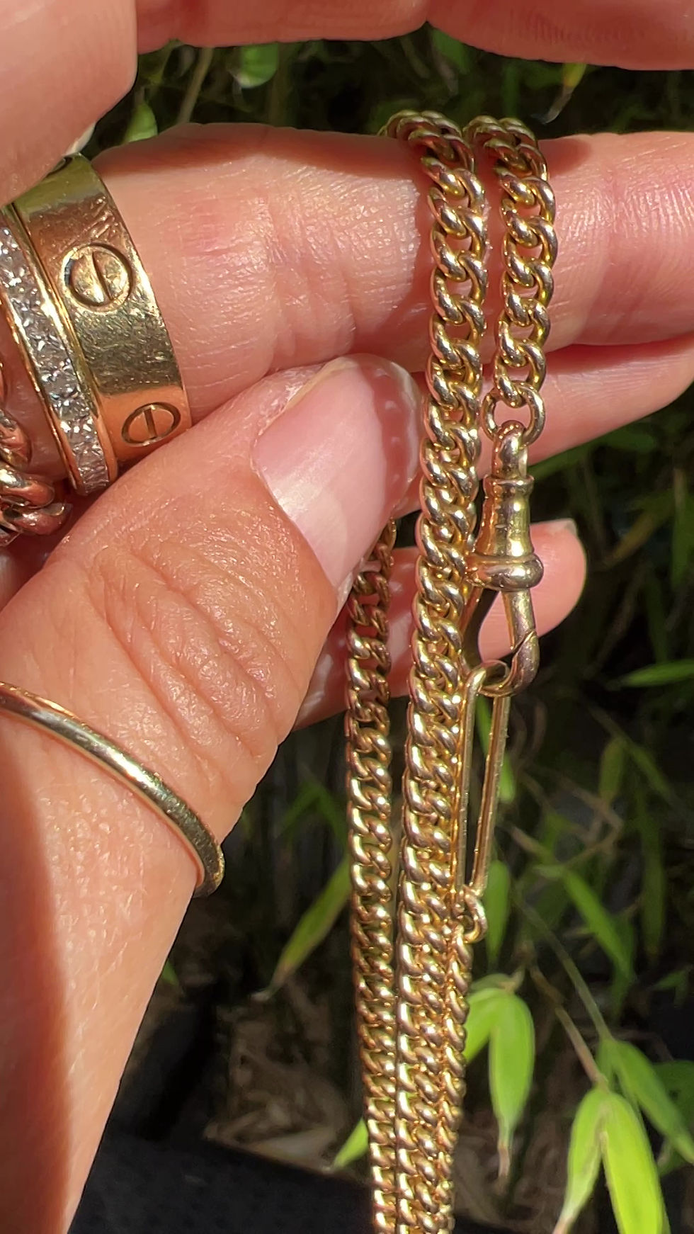 Miniatura: Antique 15ct Gold Curb Chain With 18ct Statement Connector Hook
