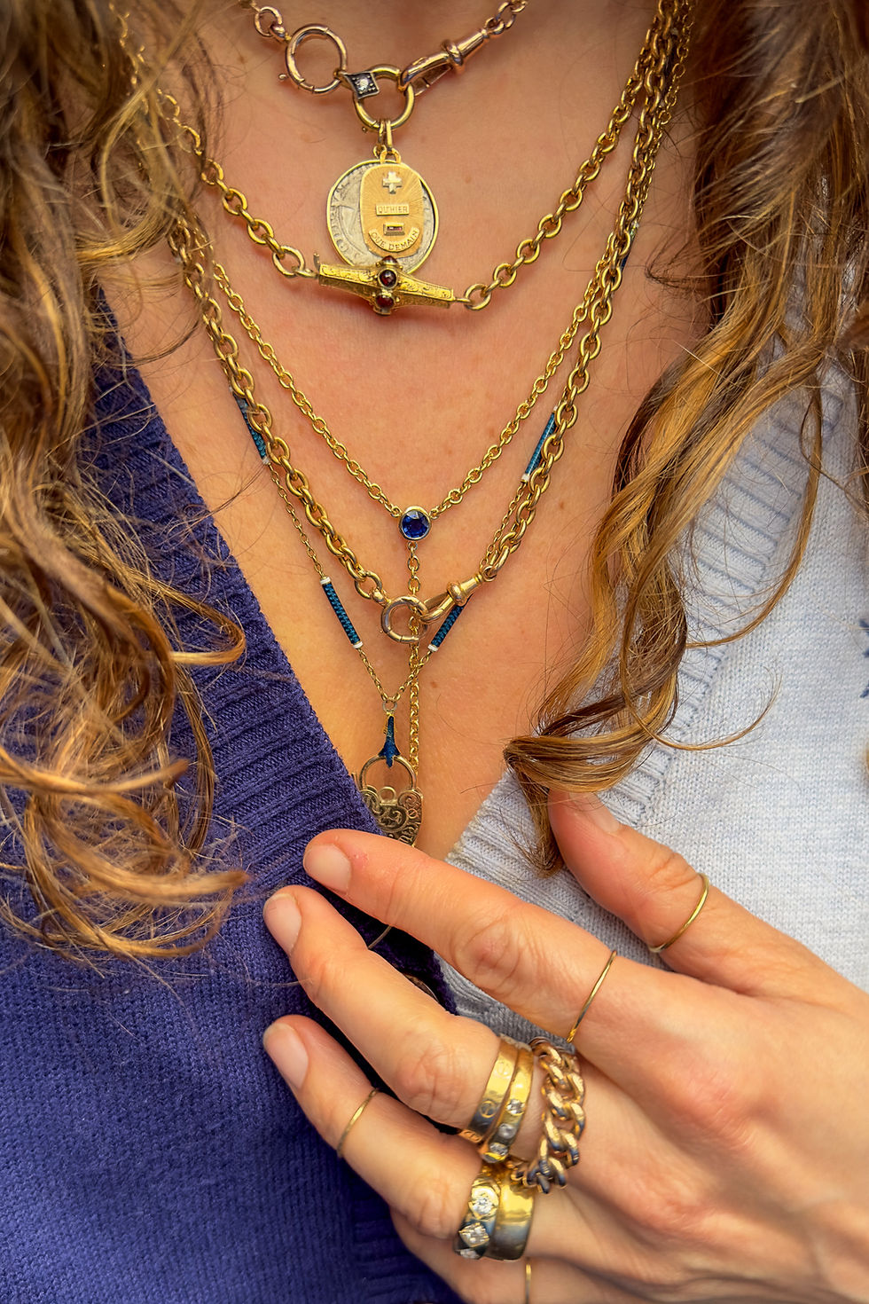 Miniatura: Antique 15ct Gold Oval Link Chain With Dog Clip And Bolt Ring