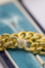 Miniatura: Antique 18ct Gold Old Mine Cut Diamond Chunky Chain Ring - Up To Size 7.75
