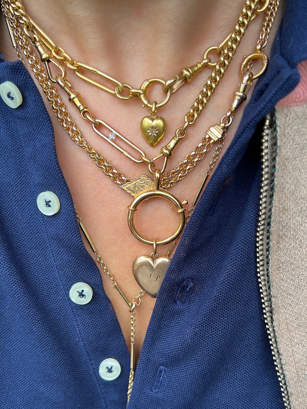 Miniatura: Antique Lariat Necklace With Modern Spike Charm In 9-Carat Gold