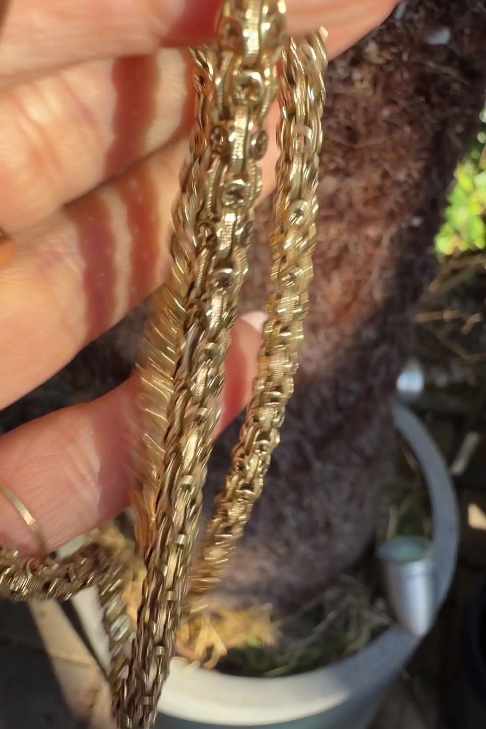 Thumbnail: Video showing the Victorian 15ct gold star link chain detail and pierced end links