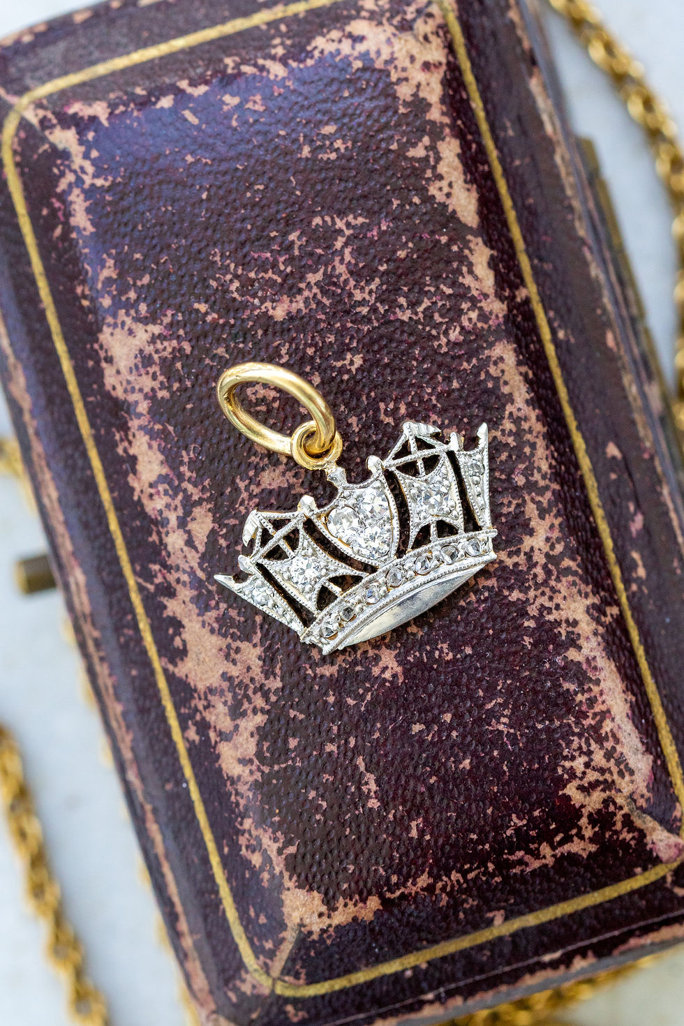 Thumbnail: Early 20th Century Diamond Crown Pendant in Platinum and Gold