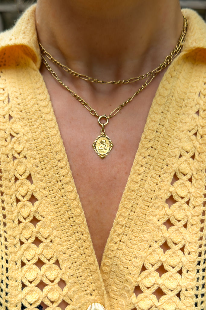 Antique French Émile Dropsy Raphael Cherub Pendant, 18ct Gold, c.1900–1920