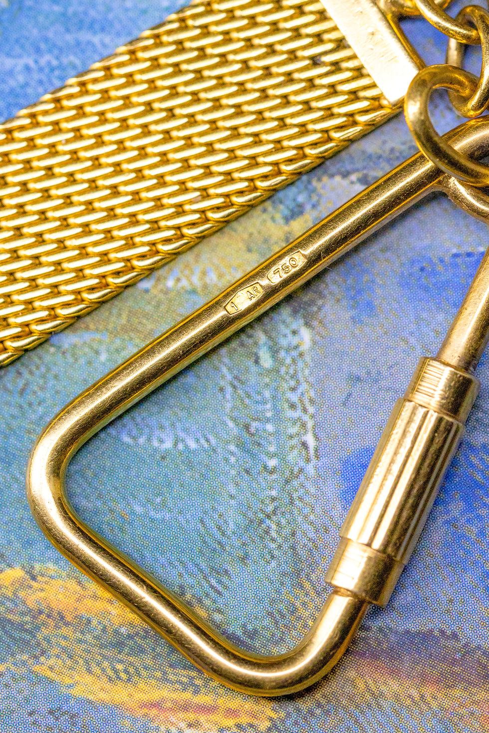Miniaturebillede: Vintage 18ct Gold Extender With Triangular Lock And Woven Chain