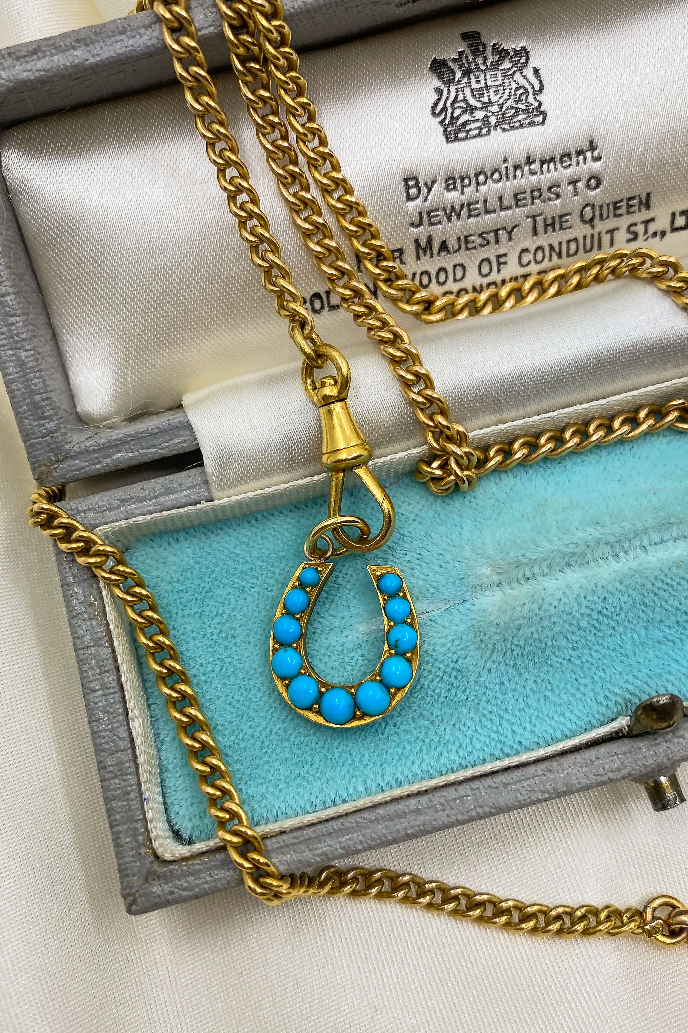 Antique 15ct Gold Turquoise Horseshoe Charm