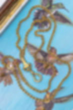 थंबनेल: Antique 14ct Gold Fancy Link Chain With Helping Hand Charm Holder