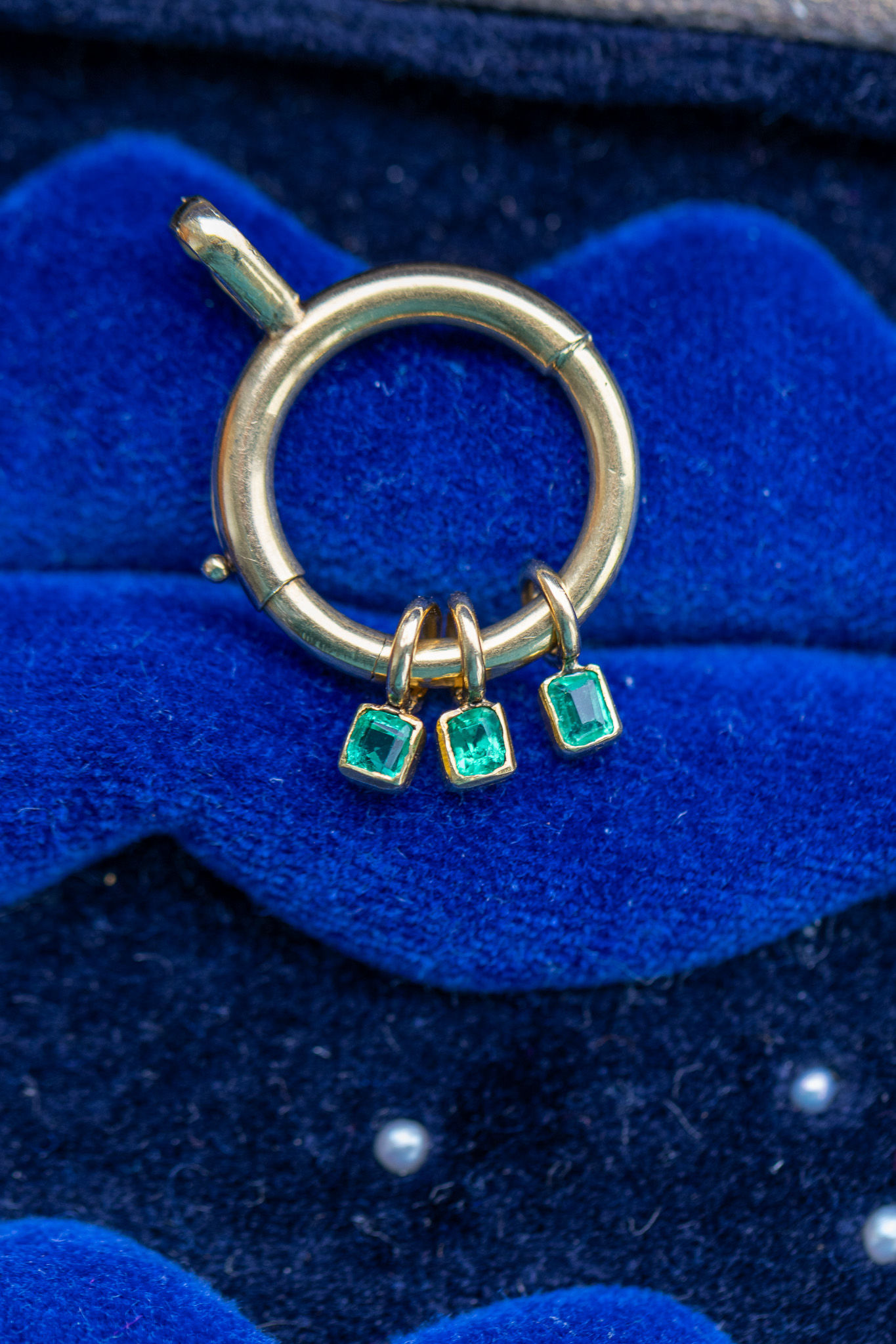 Sweet Antique 18ct Gold Emerald Charms