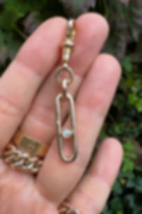 Antique 9ct Gold Trombone Chain Extender With Antique Diamond