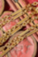 Antique 9ct gold fancy bar and knot link long chain with original bolt ring clasp, circa 1900