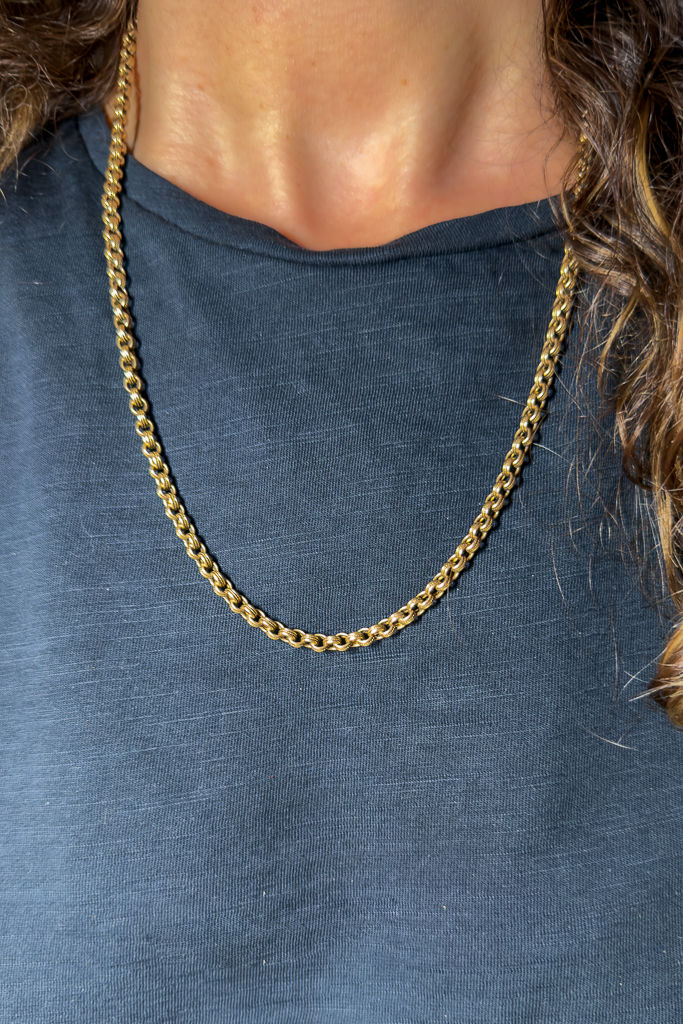 Victorian 15ct Gold Fancy Round Link Chain with Rare Bishopsgate Dog Clip
