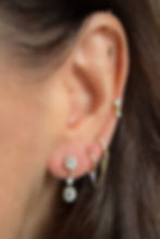 Model wearing antique drop earrings to show length and proportion.