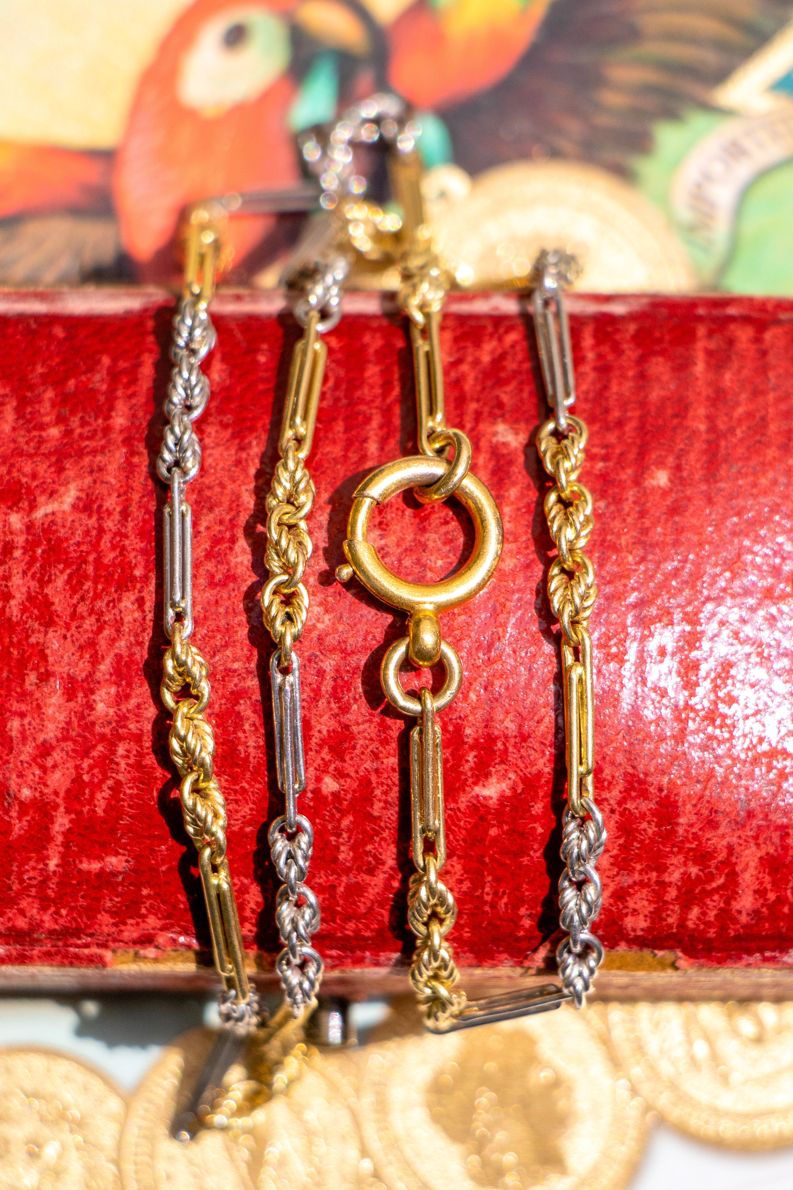 Antique 18ct & Platinum Fetter and Knot Link Chain