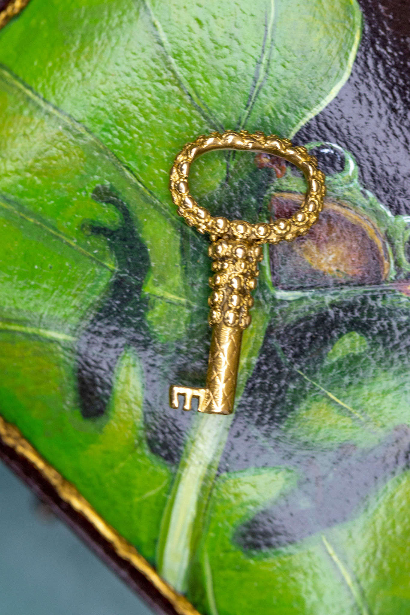 Victorian 18-Carat Gold Oversized Key Pendant with Beaded Detail