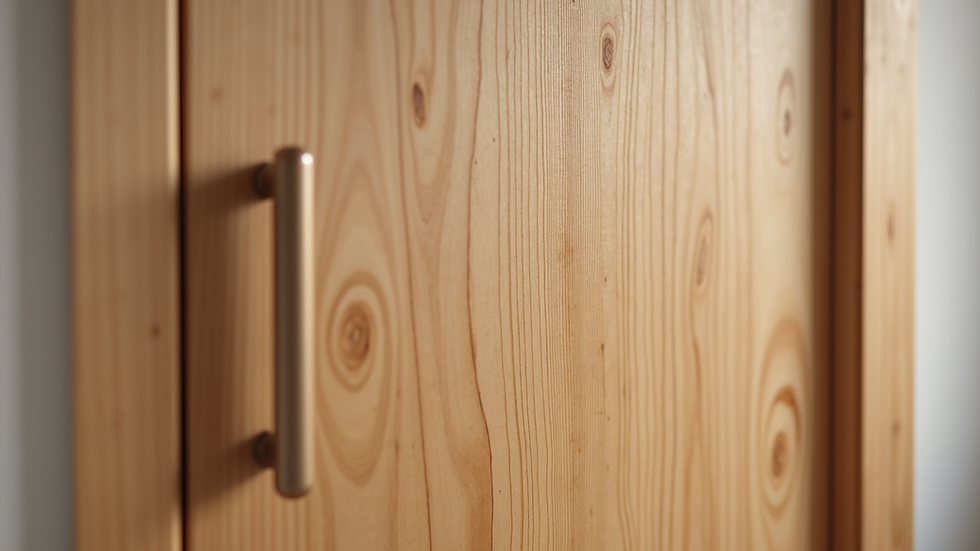 Close-up view of a solid pine door showing natural wood grain