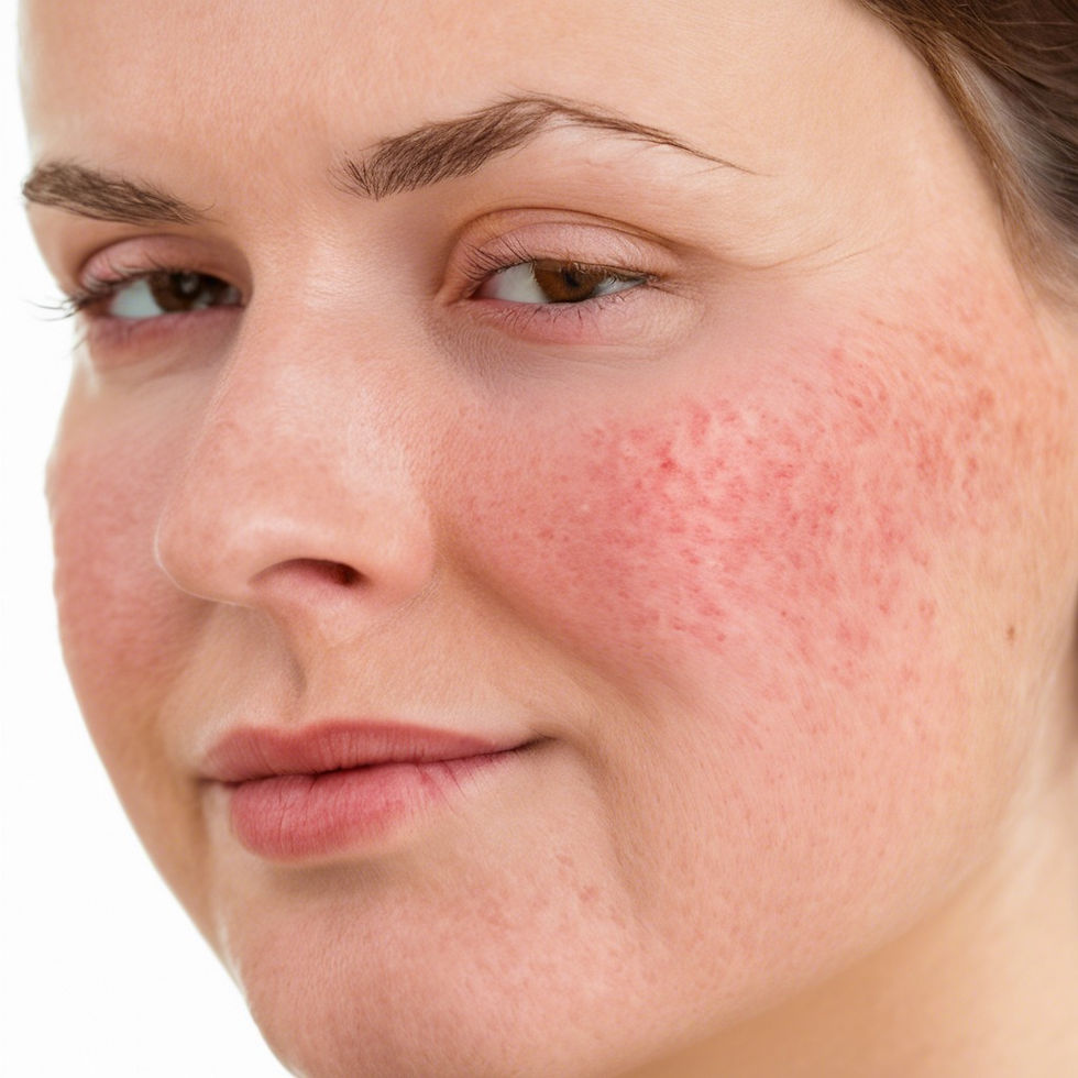 professional woman with rosacea