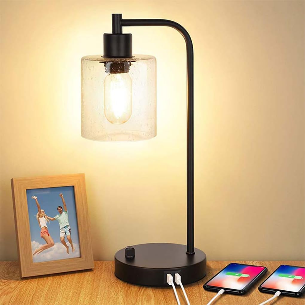 Thumbnail: 2 Pack Industrial Table Lamps Fully Dimmable Bedside Lamps