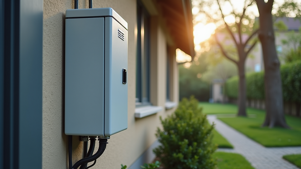 Eye-level view of a modern meter cabinet installed on a residential property