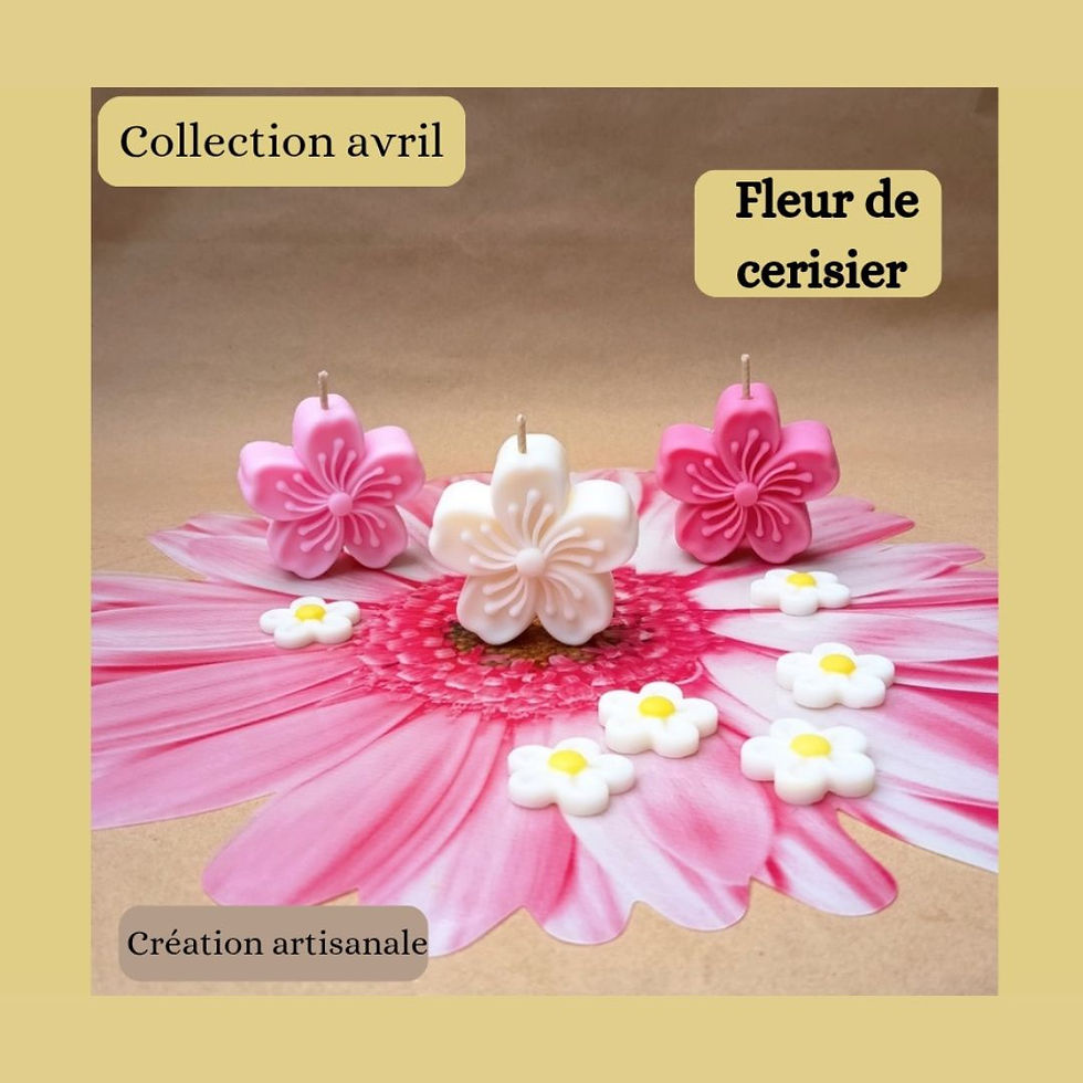 Miniature : Fleur de Cerisier - Bougie artisanale décorative - Bougie en cire de soja