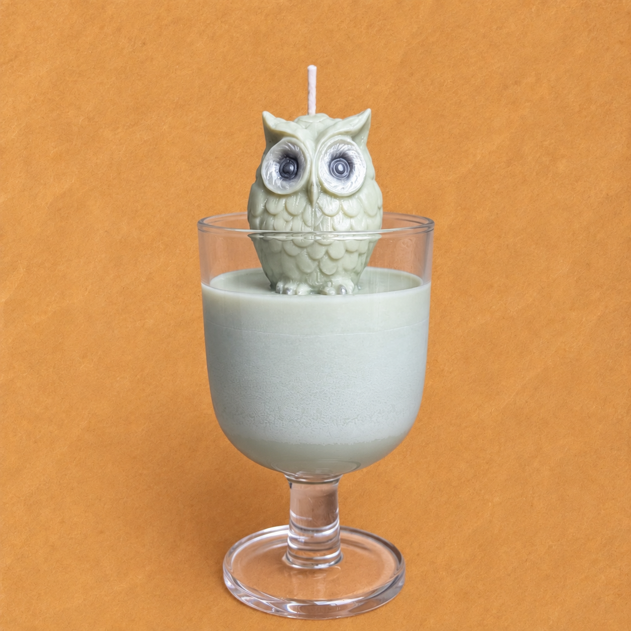 Sentinelle d'Automne – Bougie hibou vétiver vert sauge | Lumière de lys