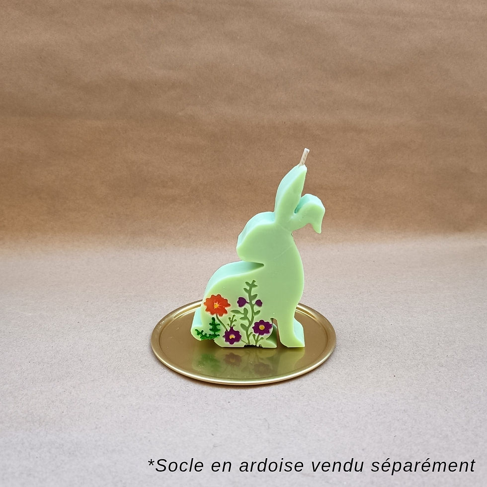 Miniature : Lapin Épanoui – Bougie artisanale décorative - Bougie naturelle en cire de soja