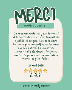 Les avis Facebook des clients de l'atelier Mollycreapet