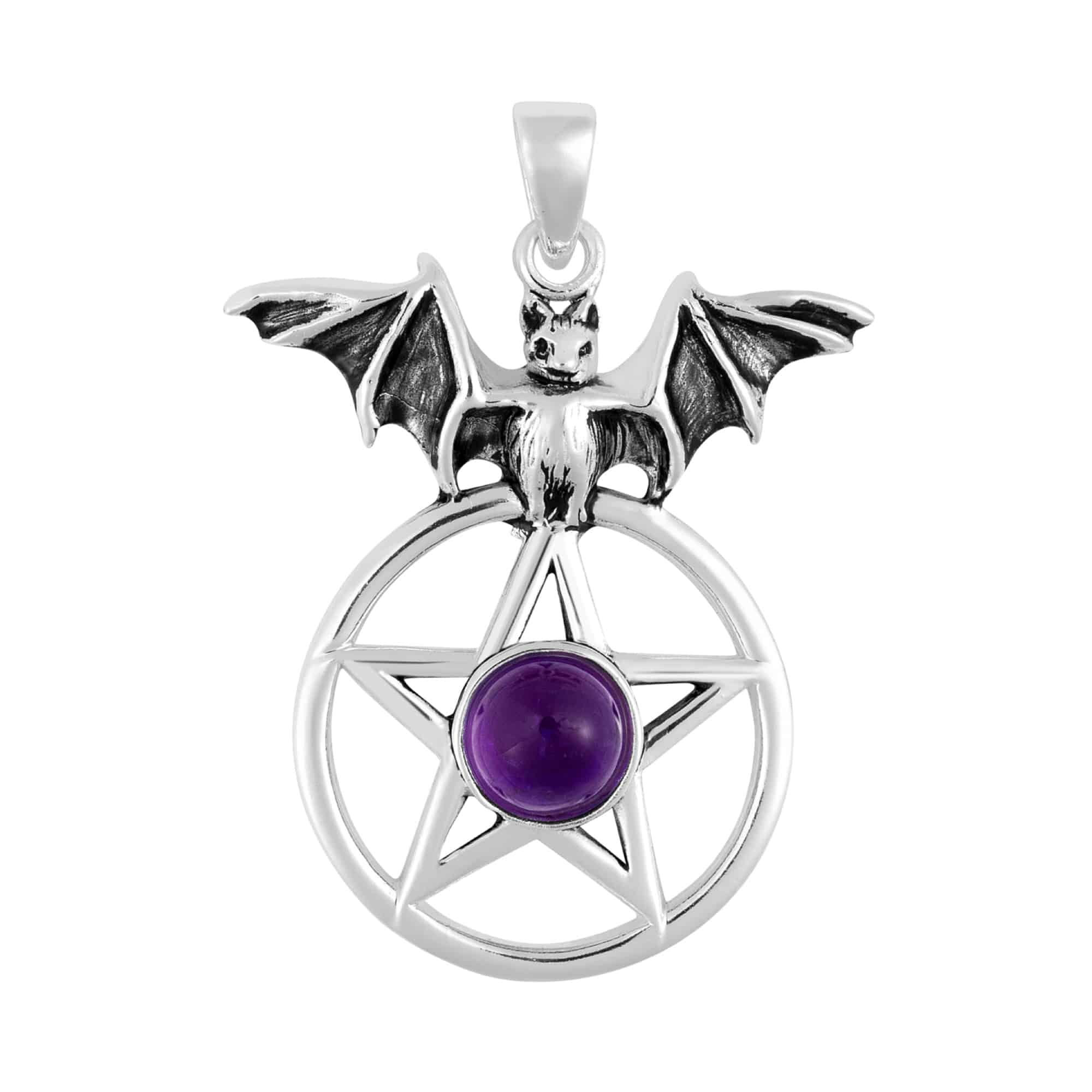 Amethyst Bat Pentagram Pendant