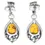 Thumbnail: 925 Sterling Silver & Genuine Baltic Amber Modern Drop Earrings
