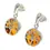 Thumbnail: 925 Sterling Silver & Genuine Baltic Amber Tree of Life Drop Studs Earrings