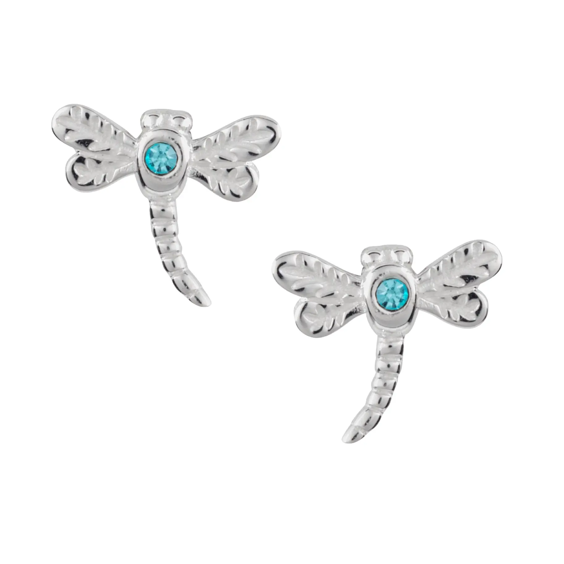 Aqua Crystal Dragonfly Studs