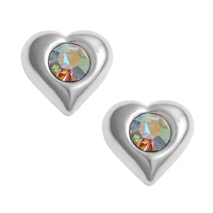 AB Puff Heart Earrings Pretty