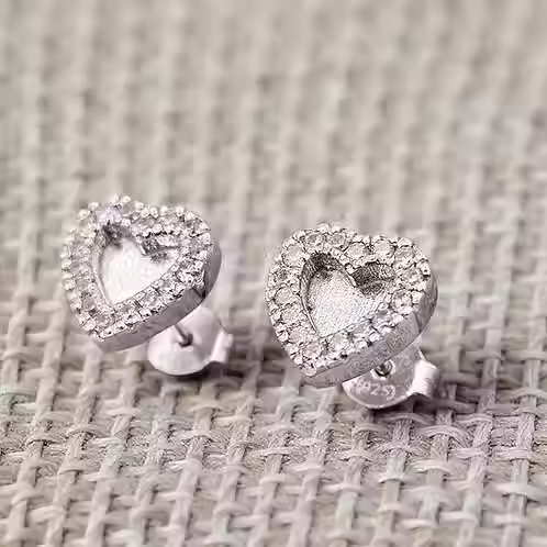 Thumbnail: HEART CZ 925 SILVER STUD EARRING