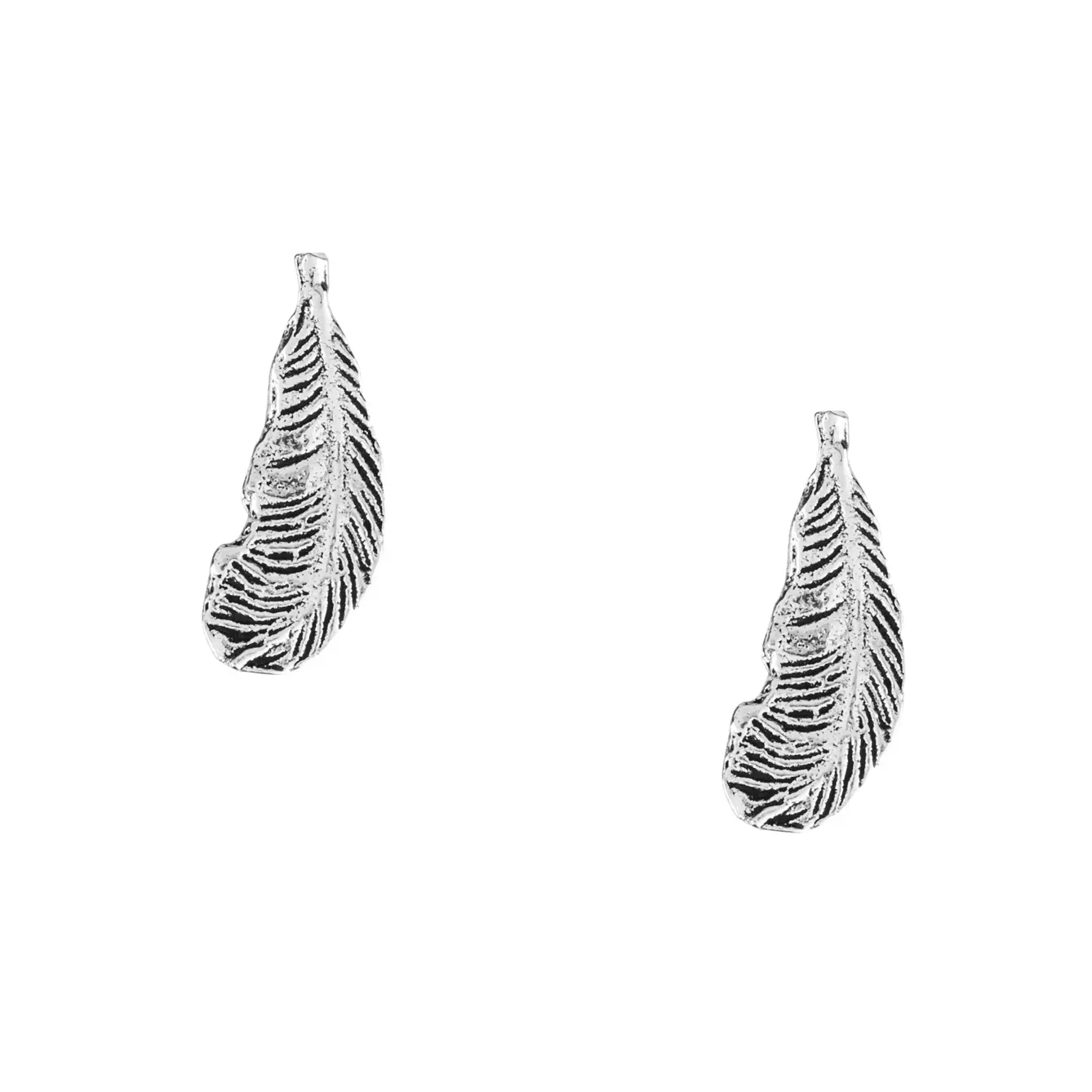 Beautiful Silver Feather Studs