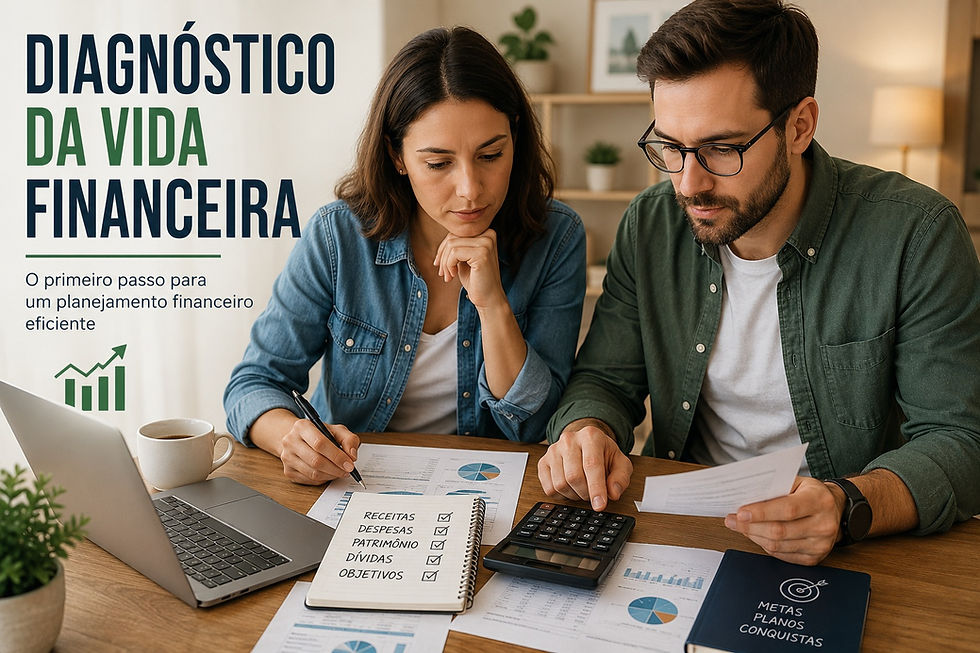 O diagnóstico da vida financeira é o primeiro passo para um planejamento financeiro eficiente. Aprenda a organizar receitas, despesas, patrimônio, dívidas e objetivos para tomar decisões mais conscientes e construir um futuro financeiro mais seguro.