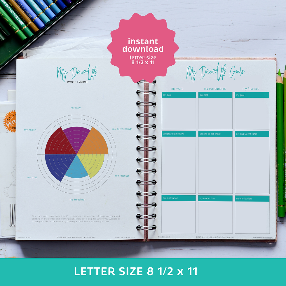 My Desired Life Pages | Printable Personal Development Planner