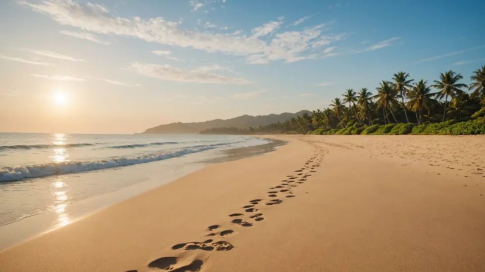 Eye-level view of a serene beach, symbolizing tranquility and focus