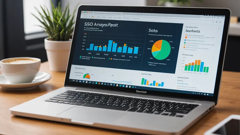 Close-up view of an SEO analytics report on a laptop