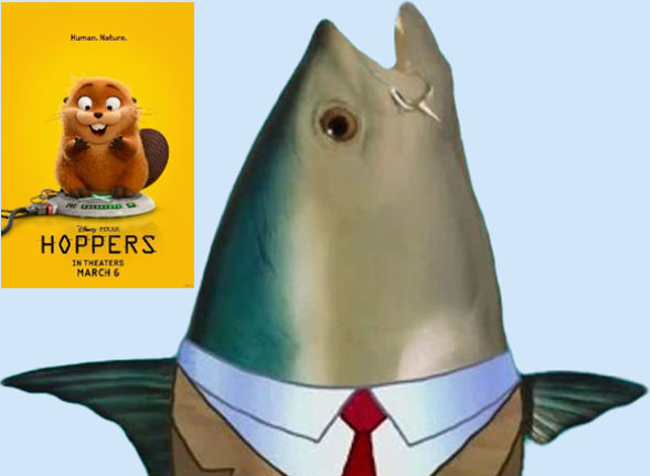 Realistic Fish Head with Hoppers poster