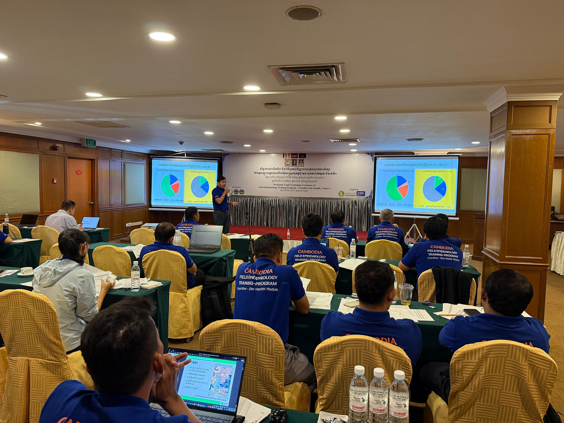 Dr. Chhorn Samnang, trainee from health sector, presented his field work product in the workshop